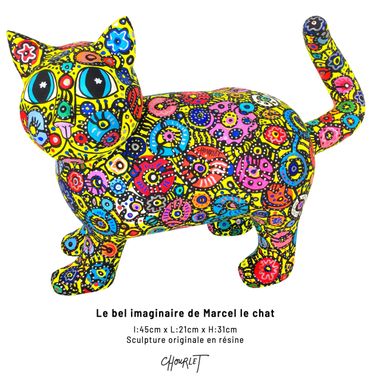 Marcel le Chat est une sculpture originale en résine peinte à la main par l'artiste Céline Chourlet.