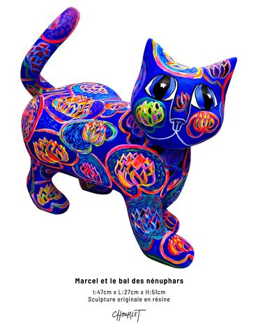 Marcel le Chat est une sculpture originale en résine imaginée et crée par l'artiste Céline Chourlet