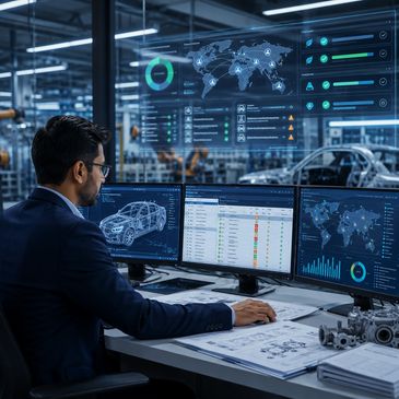 Product compliance specialist reviewing regulatory requirements, material data and compliance status