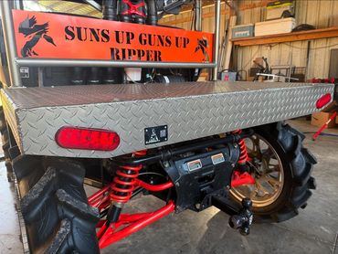 Custom flatbed made and powder coated inhouse.