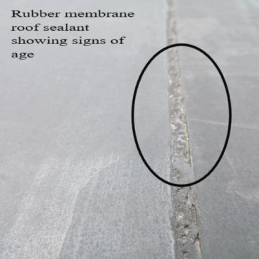 Rubber membrane sealant showing signs of age in Rochester NH