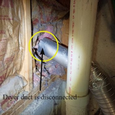 Disconnected drier vent in Derry NH