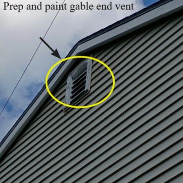 Attic gable end vent in Derry NH needs prep and paint.