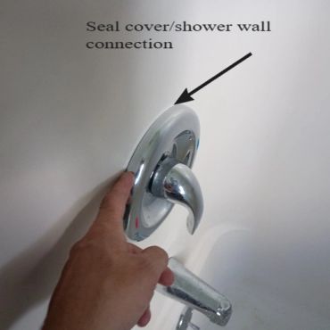 Shower mixing valve not sealed at the shower wall connection in Derry NH
