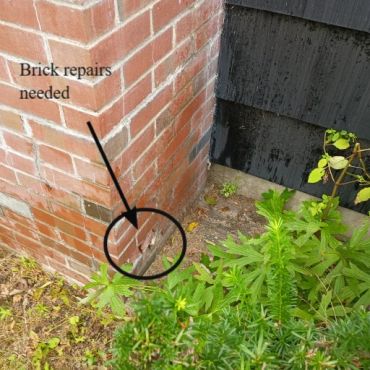Chimney needs brick repairs in York Maine.