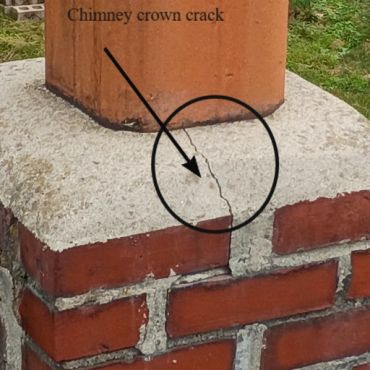 Chimney crown is cracked and needs sealing in York Maine.