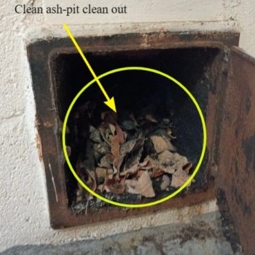 Ash-pit clean out full of leaf's and debri's in York Maine