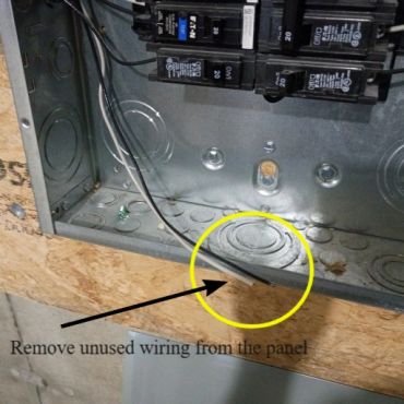 Romex wires improperly abandoned in the main electric panel