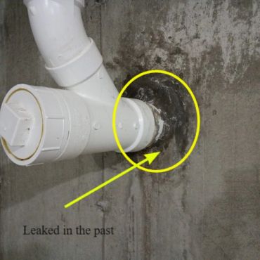 Main drain leaking at the foundation do to a poor sealing job in Hampstead NH