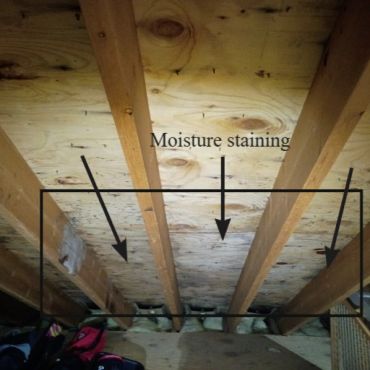 Minor mold on roof sheathing at a home in Kingston NH