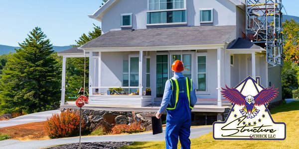 A building inspector during a pre-blast survey in NH, ME, MA, NH.