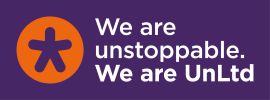 Logo with the text 'We are unstoppable. We are UnLtd' on a purple background.