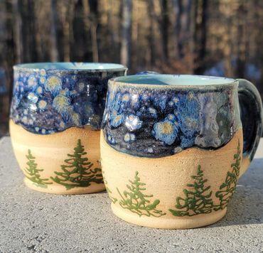 Aurora and Sunset mugs