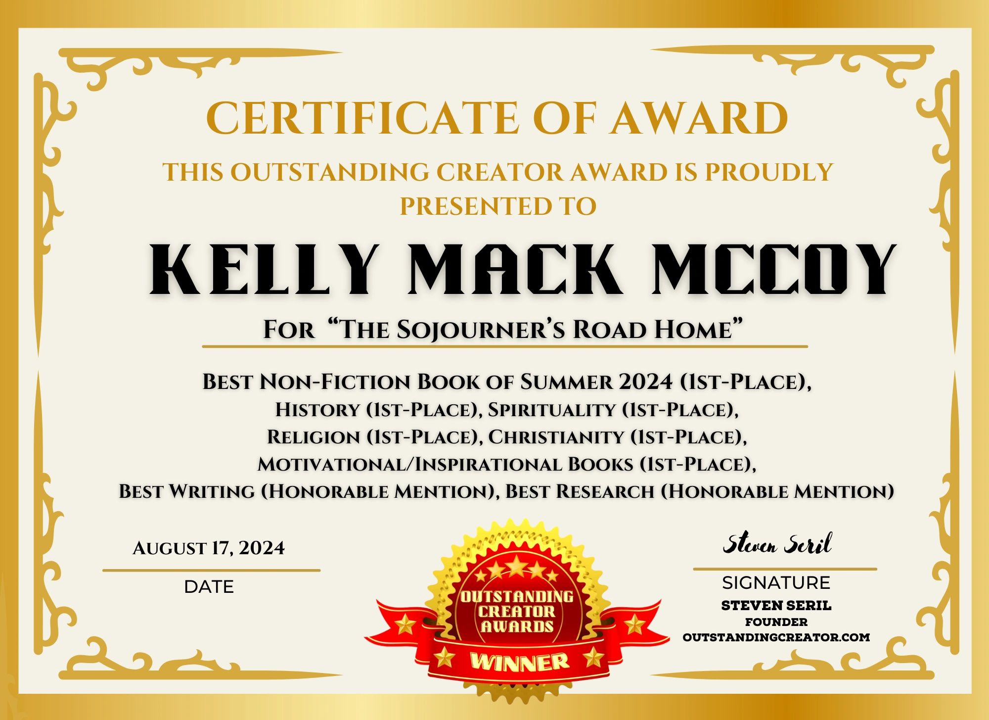 Best Non-Fiction Book, History, Religion, Christianity, Motivational/Inspirational Books