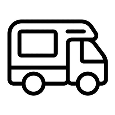 Pixel art of a small white van on a black background.