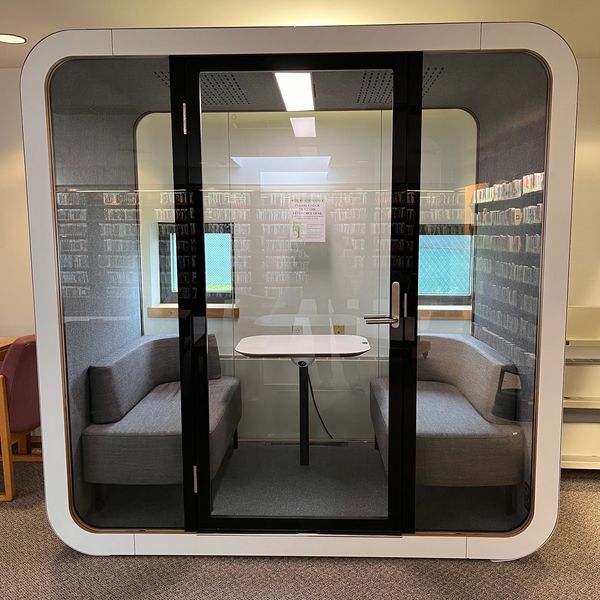 A photo of the space-age-looking study pod.
