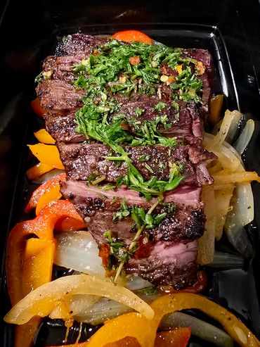 Chimichurri Flank Steak & Sauteed Peppers