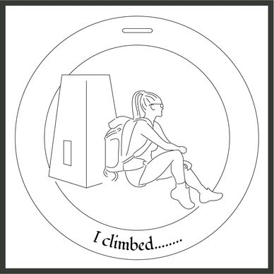 Bauble design of a female hiker