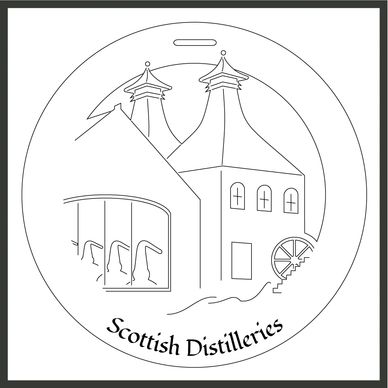 Bauble design of a Scottish whisky distillery