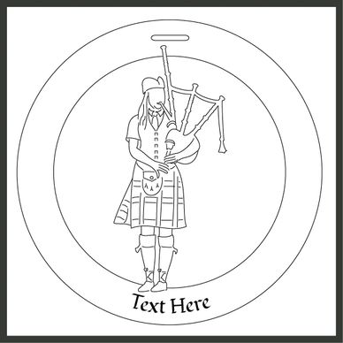 Bauble design of a female bagpiper