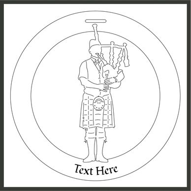Bauble design of a male bagpiper