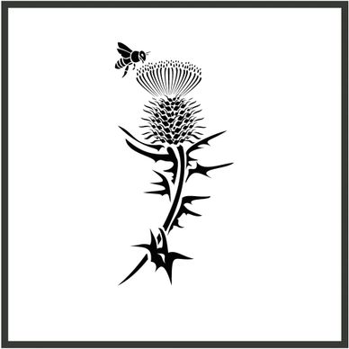 Thistle & Bee design for a Bottle Flask