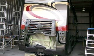 2007 Travel Supreme Alanti motor home rear cap fiberglass repair and paint