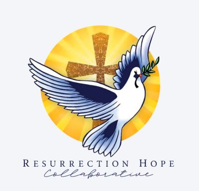 Dove with olive branch and cross logo.
