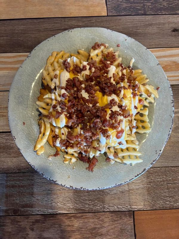Loaded Waffle Fries: Cheese, Bacon, and Homemade Ranch in Beecher, Illinois