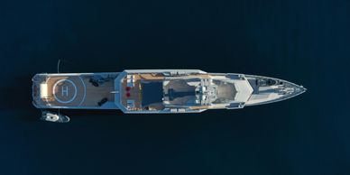 Private yacht with helipad.