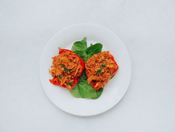 Gluten free, low- carb, turkey stuffed bell peppers