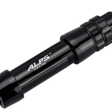 Black ALPS-branded fishing reel part.