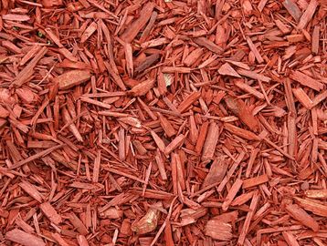 Red Dyed Mulch for sale by scoop and bulk. 