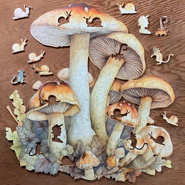 Elaborate mushrooms jigsaw puzzle - challenging, difficult and fun!
