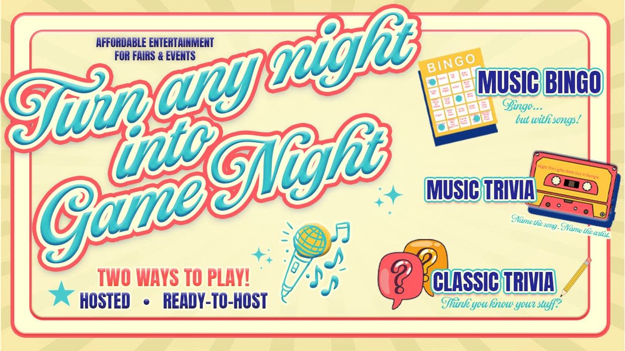 Turn any night into game night with music bingo, music trivia, and classic trivia.