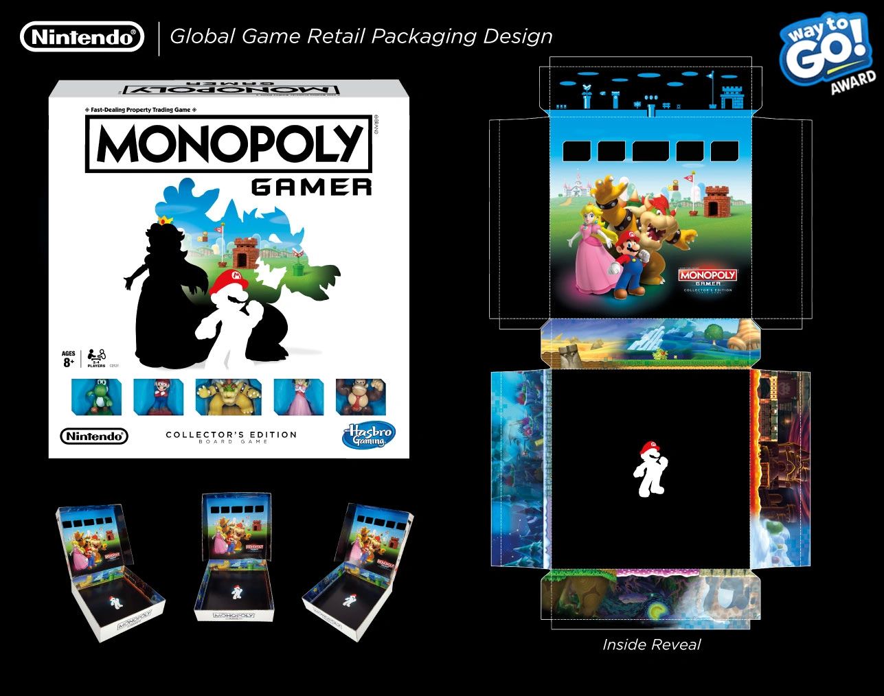 Monopoly Gamer Nintendo collector edition premium retail package design by Dave Moccia.