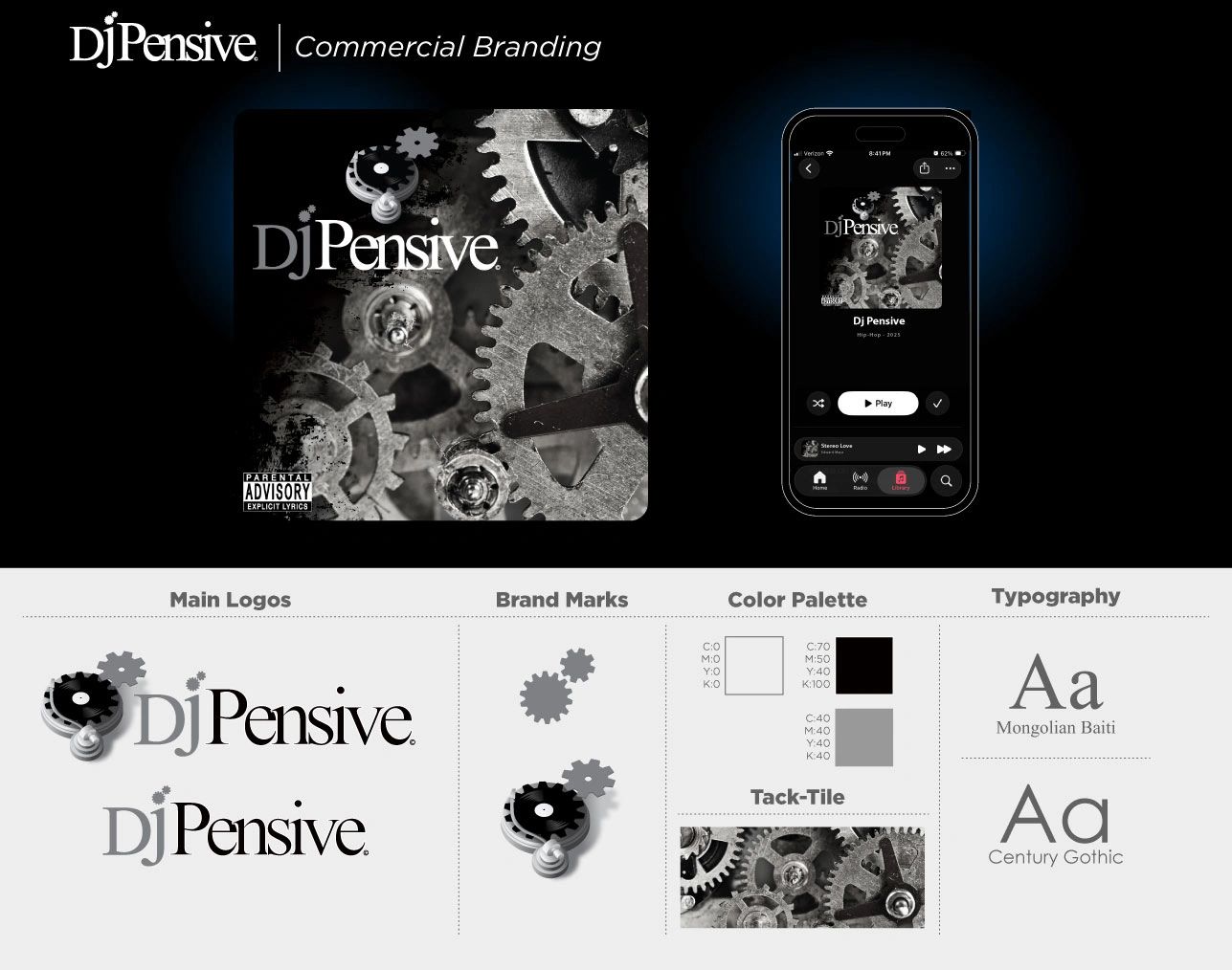 Dj Pensive corporate studio branding layout and original vector asset mark Dave Moccia.