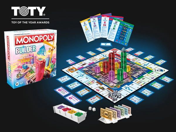 Monopoly Builder board game design by Dave Moccia. 2022 TOTY Award Finalist for Game of the Year.