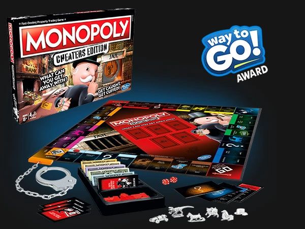 Monopoly Cheaters Edition design by Dave Moccia. Edgy, subversive branding for Hasbro.