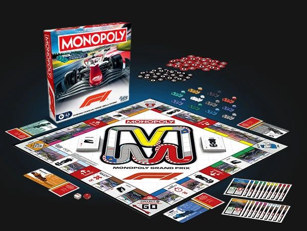 Monopoly F1 board game complete package and layout design by Dave Moccia.