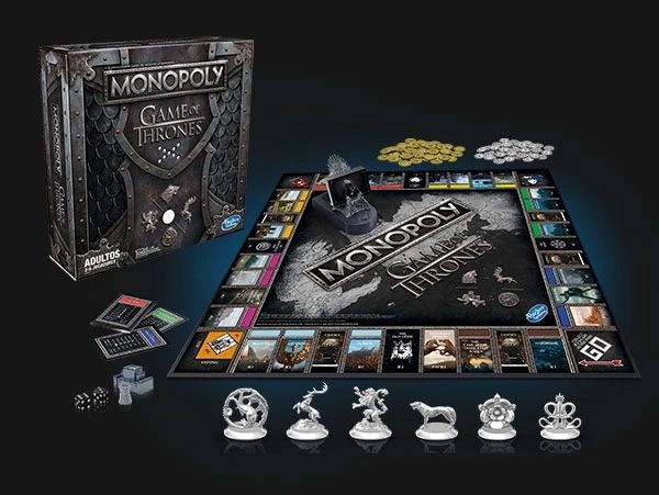 Game of Thrones themed Monopoly board game with custom tokens and detailed design.