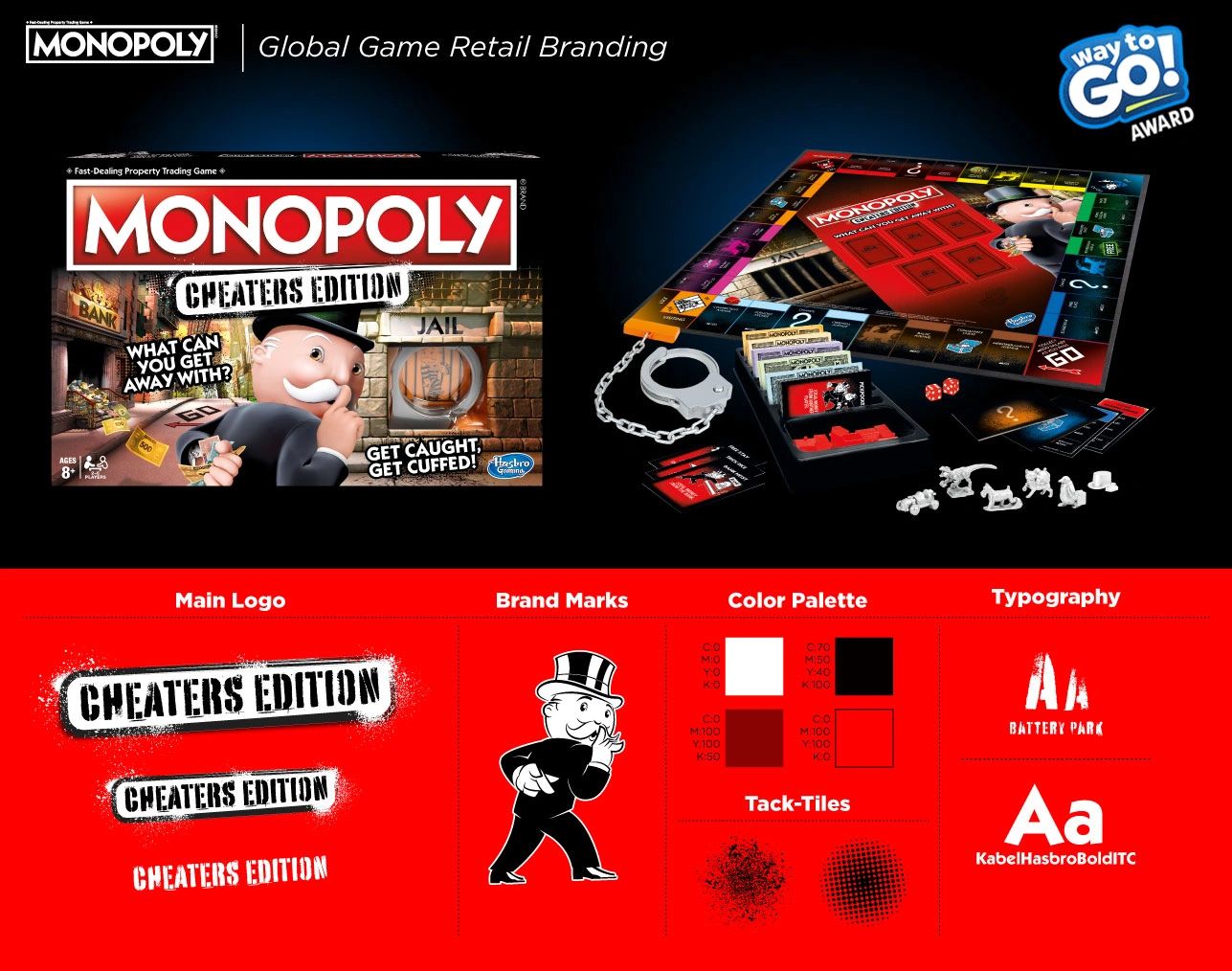 Monopoly Cheaters edition high-contrast vector logo layout brand design by Dave Moccia.