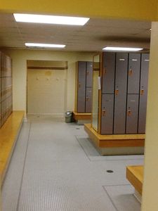 Men's and women's locker rooms are available to guests.
