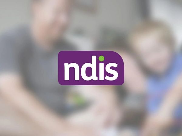 NDIS image overlayed on an early intervention therapy session