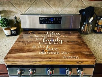 Beautiful custom stove top covers.