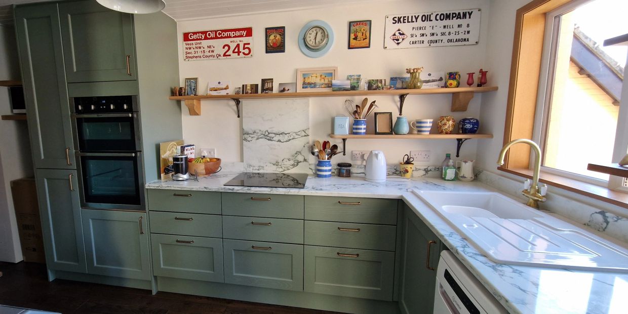 Solid Wood Green Shaker kitchen