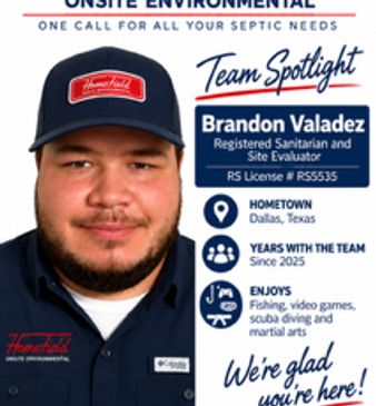 Team spotlight on Brandon Valadez, a registered sanitarian from Dallas, Texas.