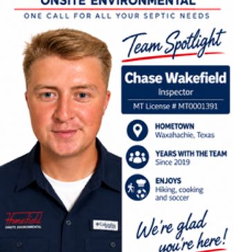 Profile of Chase Wakefield, septic team inspector.