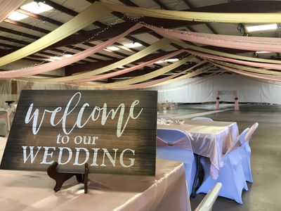 building decorated for wedding