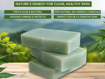 Pure Goan Neem Soap promotes clear, healthy skin with natural, chemical-free ingredients.